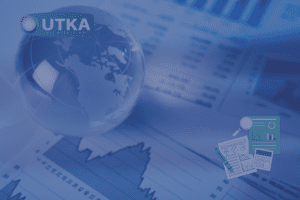 Utka'nın finansal rapor çeviri hizmetlerinin küresel erişimini simgeleyen dünya küresi.