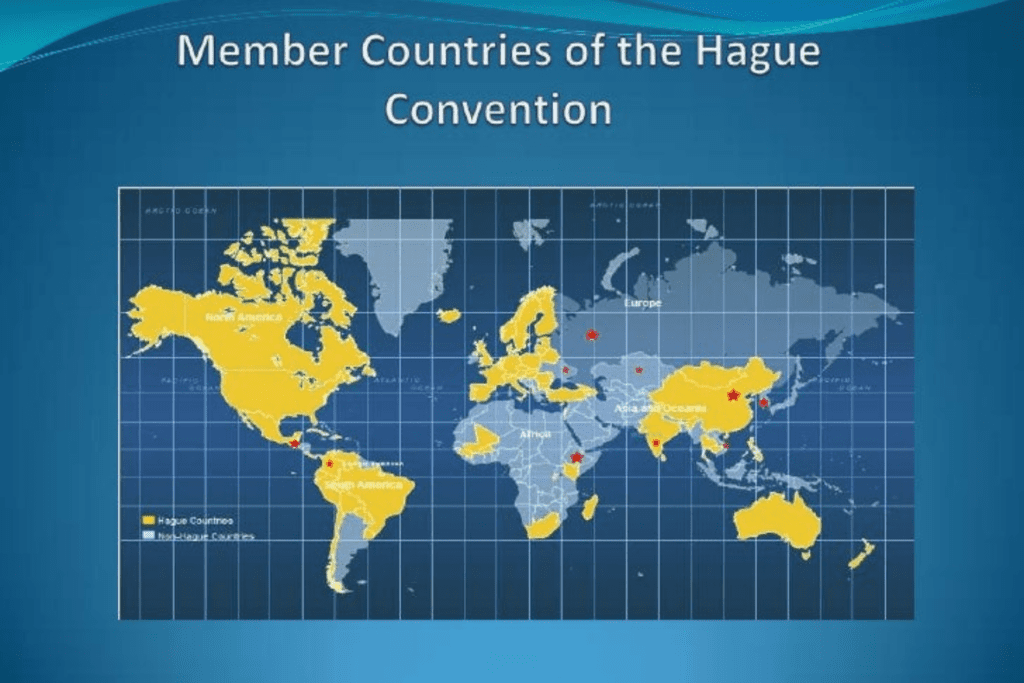 "Lahey Sözleşmesi'ne üye ülkeleri gösteren harita ve UTKA'nın bu ülkelerle belge çeviri süreçleri